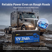 ⚡️Early Driver Price: $699⚡️WattCycle 12V 314Ah Dual Purpose LiFePO4 Battery for Semi Truck Starter & Sleeper Cab | 1800 CCA | Bluetooth & Self-Heating