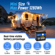 WattCycle 12V 100Ah Mini Bluetooth LiFePO₄ Battery Group 22NF Lightweight Compact Power