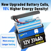 [👍 Bestseller] WattCycle 12V 314Ah Mini Basic LiFePO₄ Battery – Compact Size, High Capacity