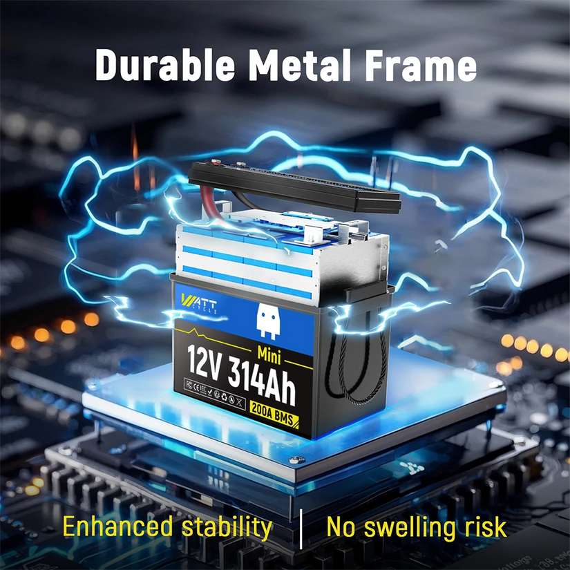 [👍 Bestseller] WattCycle 12V 314Ah Mini Basic LiFePO₄ Battery – Compact Size, High Capacity