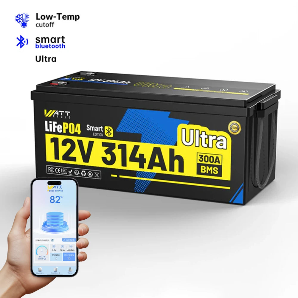 12V 314Ah LiFePO4 Battery with Bluetooth