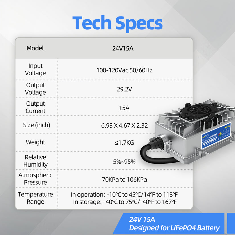 29.2V 15A Aluminum Shell LiFePO4 Battery Charger
