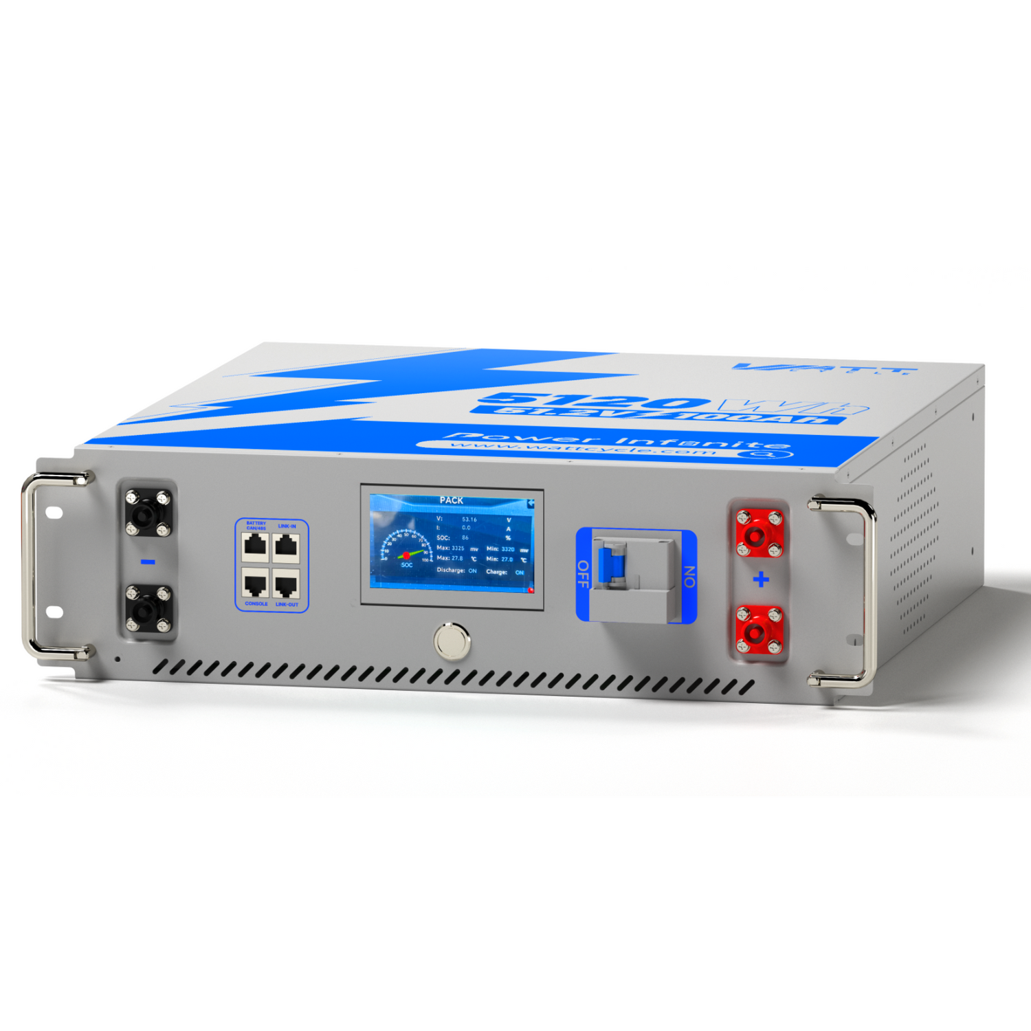 48V (51.2V) 100Ah 3U Server Rack LiFePO4 Battery with Bluetooth (V2)