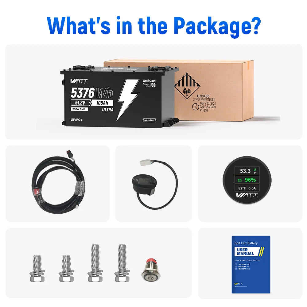 48V 105Ah 250A BMS Golf Cart Battery with Bluetooth