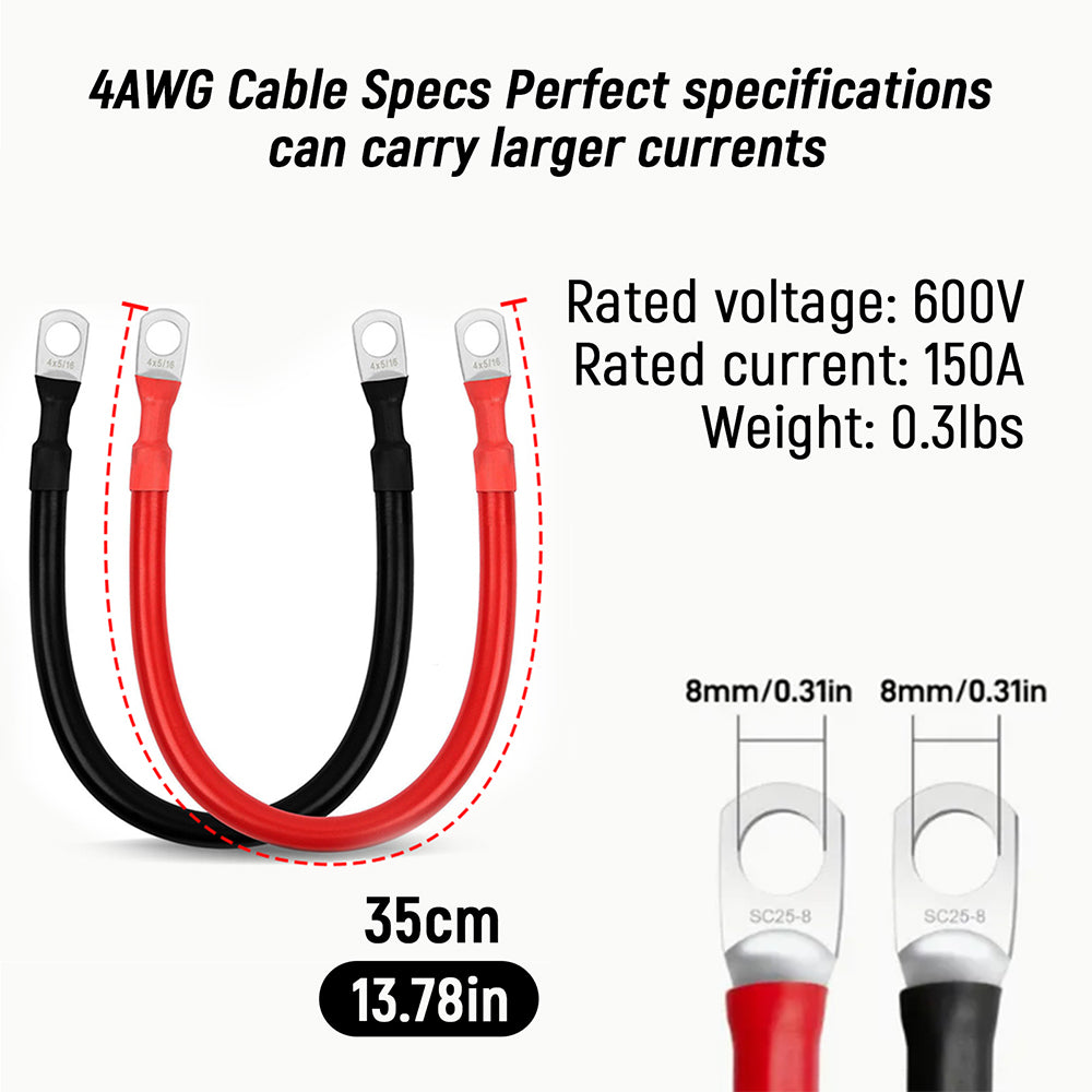 4AWG 11-Inch Battery Inverter Cable Set