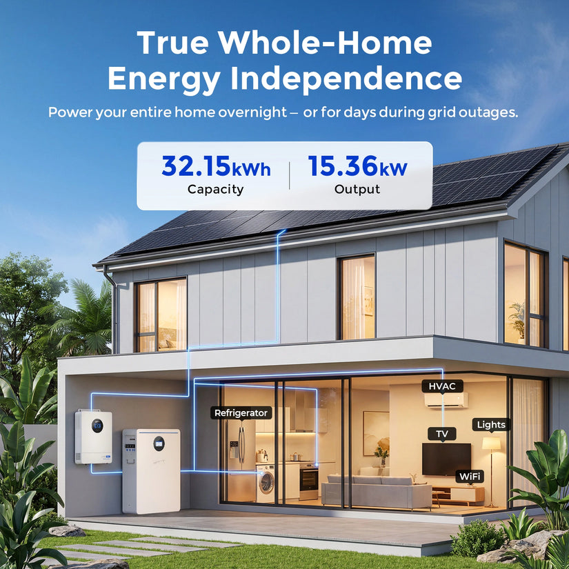 WattCycle 51.2V 628Ah 32kWh Smart LiFePO4 Solar Home Energy Storage System - Active Balancing