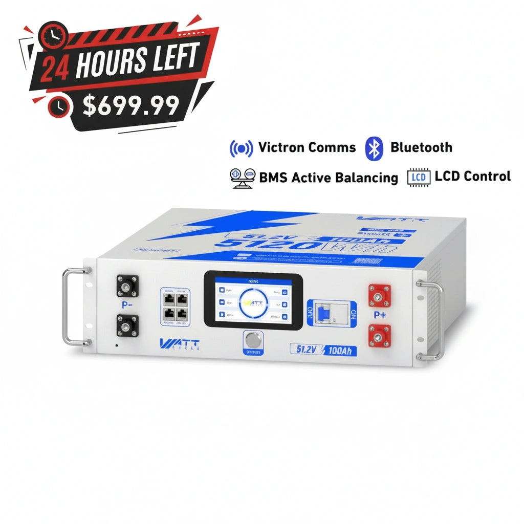 Upgrade Gen2 48V 100Ah LiFePO₄ Server Rack Battery – Active Balancing, LCD, Bluetooth & Smart Comms