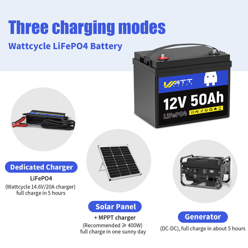 WattCycle 12V 50Ah LiFePO4 Battery for Fish Finder, LiveScope & Kayak Fishing