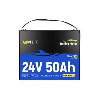 WattCycle 24V 50Ah TM Bluetooth LiFePO4 Battery for 70-100lb Marine Trolling Motor