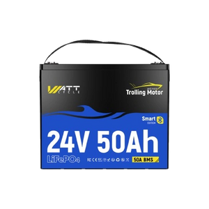 WattCycle 24V 50Ah TM Bluetooth LiFePO4 Battery for 70-100lb Marine Trolling Motor