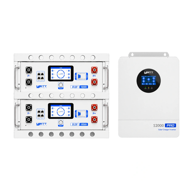 WattCycle V2.5 48V 100Ah Server Rack Lithium Battery and 12kW Split Phase Solar Inverter Bundle Kit